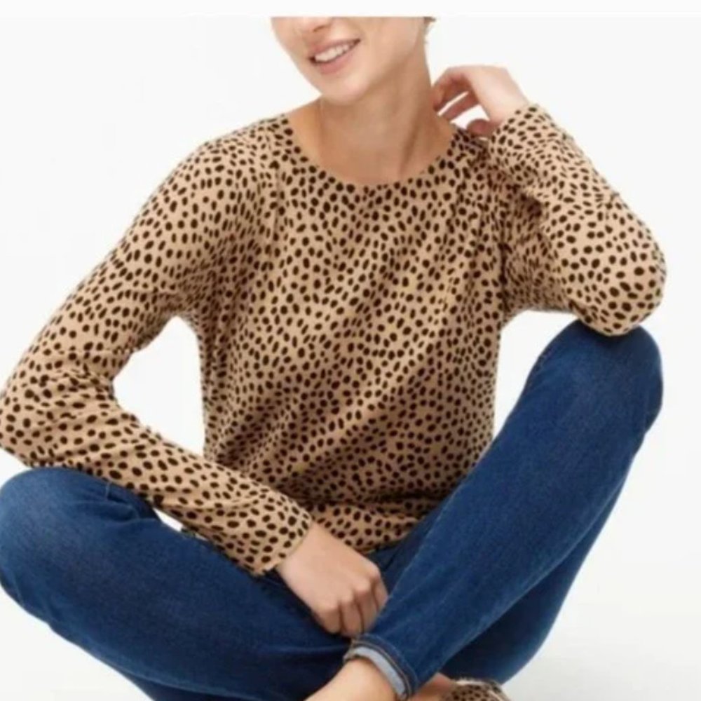 J. Crew Cashmere Sweater in Dotted Leopard Print Size M